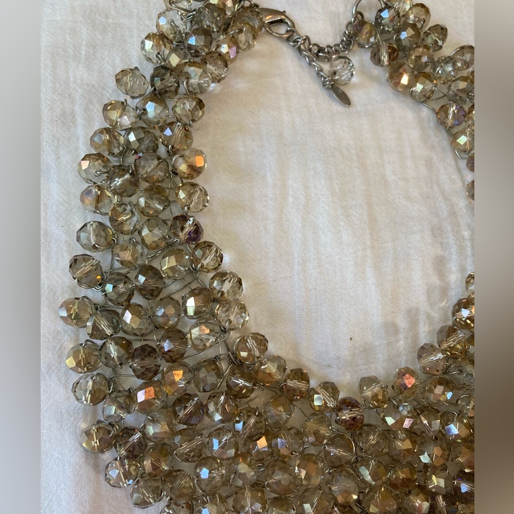 Aldo Arvan Crystals Mesh Cluster Bib Statement Necklace - Picture 8 of 12